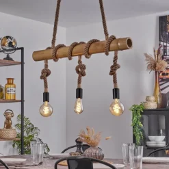 Luminaires Scandinaves-hofstein Suspension Asmara Brun, Écru, 3 lumières