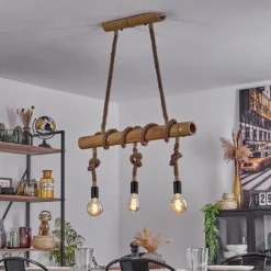 Luminaires Scandinaves-hofstein Suspension Asmara Brun, Écru, 3 lumières