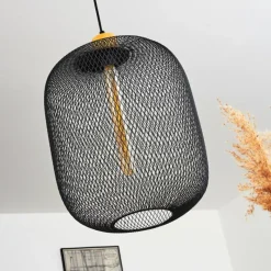 Style Boho-Chic-hofstein Suspension Ateponta Noir, 1 lumière