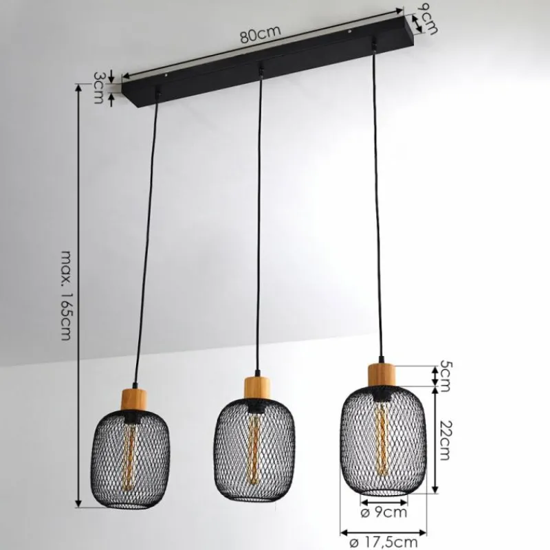 hofstein Suspension Ateponta Noir, 3 lumières