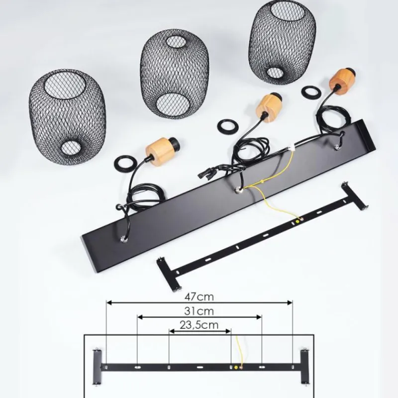 hofstein Suspension Ateponta Noir, 3 lumières