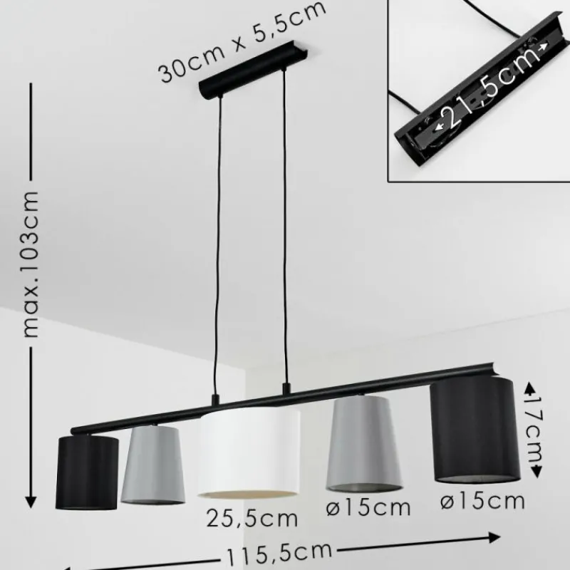 Lampes En Tissu-hofstein Suspension Aucilla Noir, 5 lumières