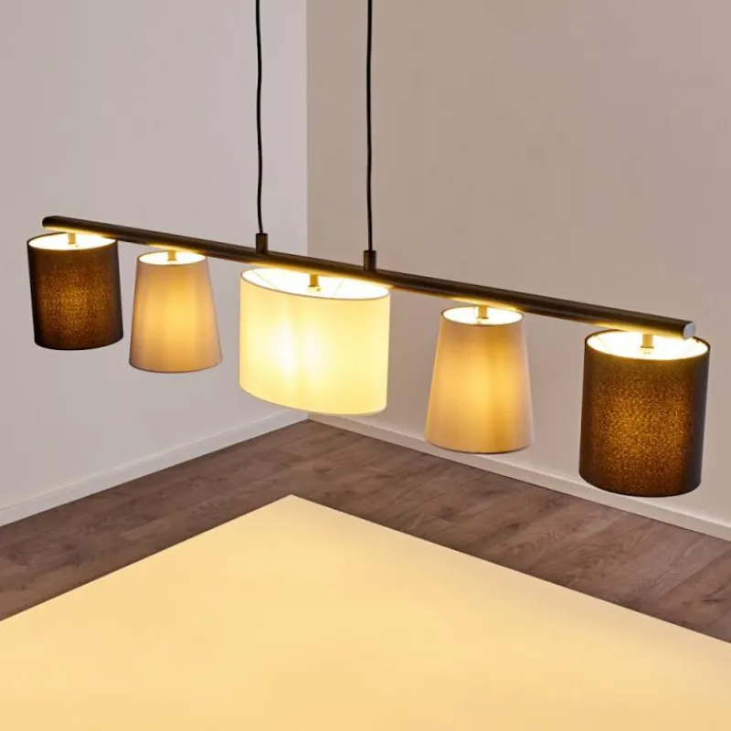 Lampes En Tissu-hofstein Suspension Aucilla Noir, 5 lumières