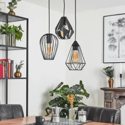 Style Boho-Chic-hofstein Suspension Aveloso Noir, 3 lumières