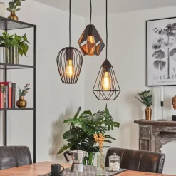 Style Boho-Chic-hofstein Suspension Aveloso Noir, 3 lumières