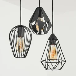 Style Boho-Chic-hofstein Suspension Aveloso Noir, 3 lumières