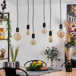 Lampes Vintages & Rétros-hofstein Suspension Avestruz Écru, Noir, 6 lumières