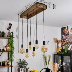 Lampes Vintages & Rétros-hofstein Suspension Avestruz Écru, Noir, 6 lumières