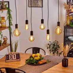 Lampes Vintages & Rétros-hofstein Suspension Avestruz Écru, Noir, 6 lumières