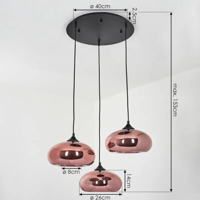 Suspension Verre Fumé-hofstein Suspension Avonlea Noir, 3 lumières