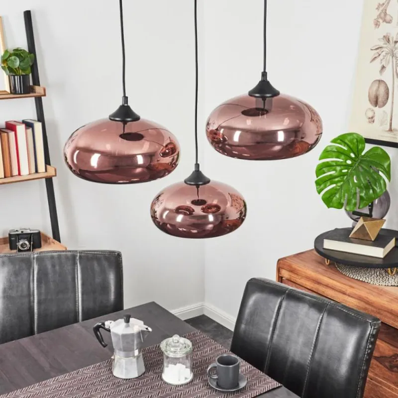 Suspension Verre Fumé-hofstein Suspension Avonlea Noir, 3 lumières