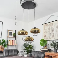 hofstein Suspension Avonlea Noir, 3 lumières