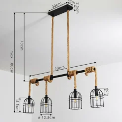 Style Boho-Chic-hofstein Suspension Ayocote Brun, Noir, 4 lumières