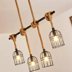 Style Boho-Chic-hofstein Suspension Ayocote Brun, Noir, 4 lumières