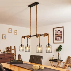 Style Boho-Chic-hofstein Suspension Ayocote Brun, Noir, 4 lumières