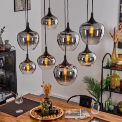 Suspension Verre Fumé-hofstein Suspension Azurara Noir, 8 lumières