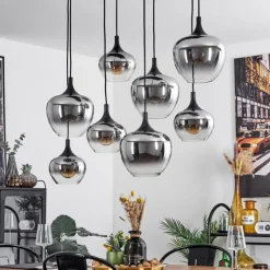 Suspension Verre Fumé-hofstein Suspension Azurara Noir, 8 lumières