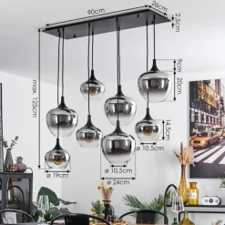 Suspension Verre Fumé-hofstein Suspension Azurara Noir, 8 lumières