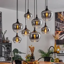 Suspension Verre Fumé-hofstein Suspension Azurara Noir, 8 lumières