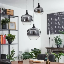 Suspension Verre Fumé-hofstein Suspension Azurara Noir, 3 lumières