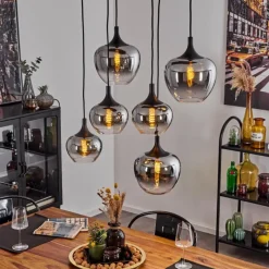 Suspension Verre Fumé-hofstein Suspension Azurara Noir, 6 lumières