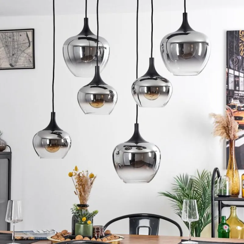 Suspension Verre Fumé-hofstein Suspension Azurara Noir, 6 lumières