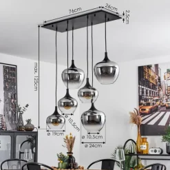 Suspension Verre Fumé-hofstein Suspension Azurara Noir, 6 lumières