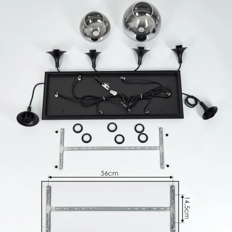 Suspension Verre Fumé-hofstein Suspension Azurara Noir, 6 lumières