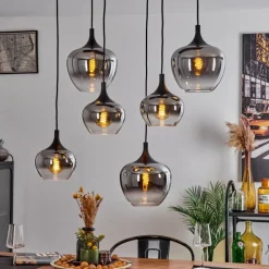 Suspension Verre Fumé-hofstein Suspension Azurara Noir, 6 lumières