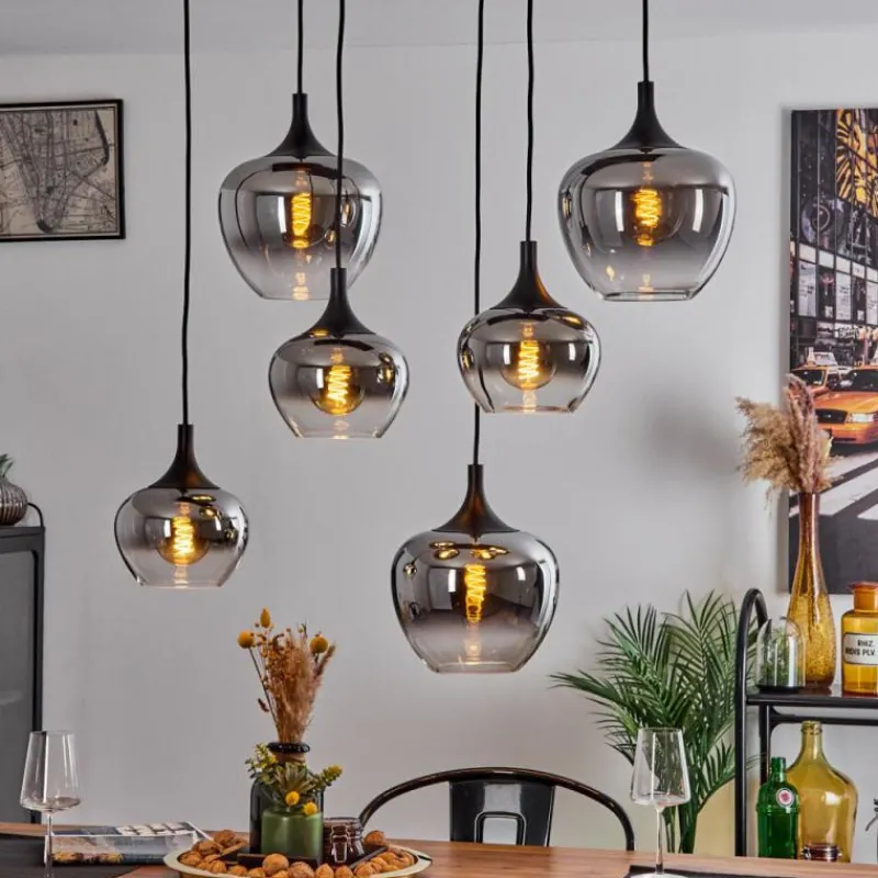 Suspension Verre Fumé-hofstein Suspension Azurara Noir, 6 lumières