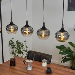 Suspension Verre Fumé-hofstein Suspension Azurara Noir, 4 lumières