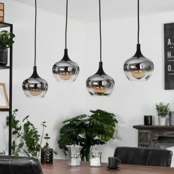 Suspension Verre Fumé-hofstein Suspension Azurara Noir, 4 lumières