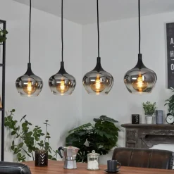 Suspension Verre Fumé-hofstein Suspension Azurara Noir, 4 lumières