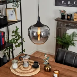 Suspension Verre Fumé-hofstein Suspension Azurara Noir, 1 lumière