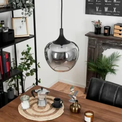 Suspension Verre Fumé-hofstein Suspension Azurara Noir, 1 lumière