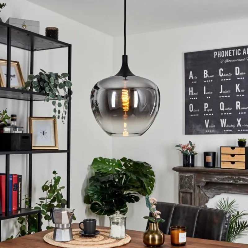 Suspension Verre Fumé-hofstein Suspension Azurara Noir, 1 lumière