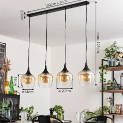 hofstein Suspension Azurara Noir, 4 lumières