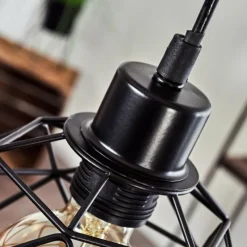 Lampes Vintages & Rétros-hofstein Suspension Bacabal Bois clair, Noir, 4 lumières