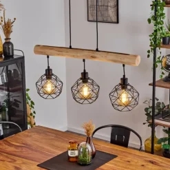 Lampes Vintages & Rétros-hofstein Suspension Bacabal Bois clair, Noir, 3 lumières