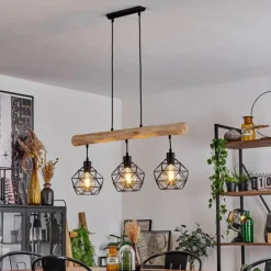 Lampes Vintages & Rétros-hofstein Suspension Bacabal Bois clair, Noir, 3 lumières