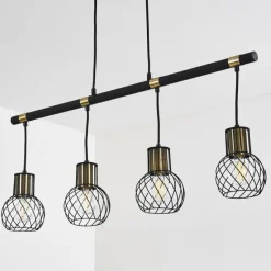 Lampes Dorées-hofstein Suspension Bacau Noir doré, 4 lumières