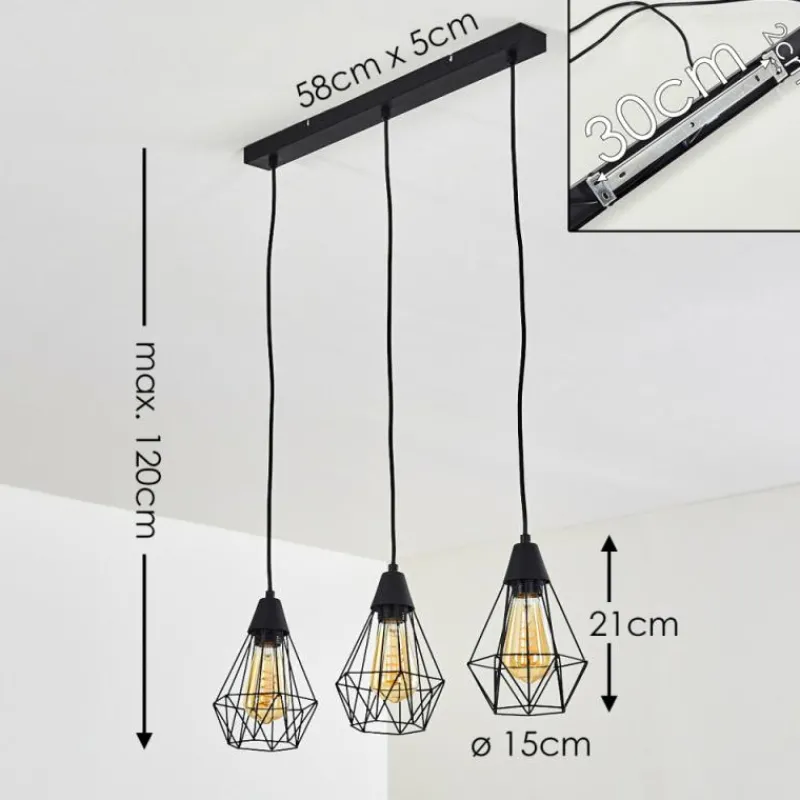 hofstein Suspension Baguio Noir, 3 lumières