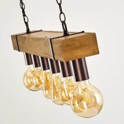 Lampes Industrielles-hofstein Suspension Balakovo Bois foncé, Rouille, 6 lumières