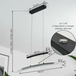 hofstein Suspension Balcairn LED Noir, 4 lumières