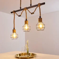 Lampes Industrielles-hofstein Suspension Bangui Brun, Noir, 3 lumières