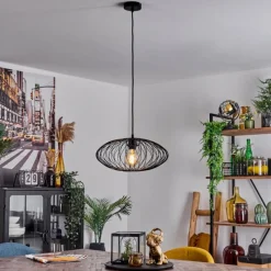 Lampes Industrielles-hofstein Suspension Banleou Noir, 1 lumière