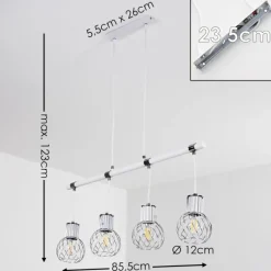 Luminaires Scandinaves-hofstein Suspension Barakaldo Chrome, Blanc, 4 lumières