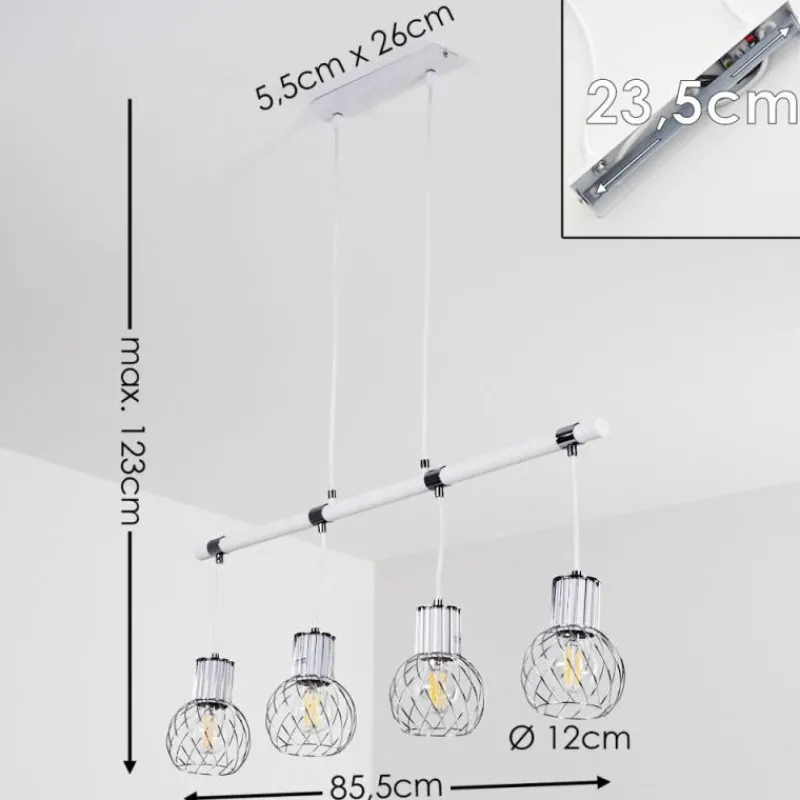 Luminaires Scandinaves-hofstein Suspension Barakaldo Chrome, Blanc, 4 lumières