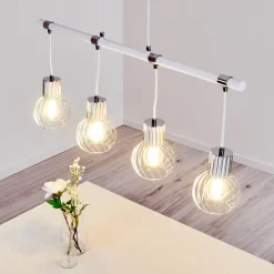 Luminaires Scandinaves-hofstein Suspension Barakaldo Chrome, Blanc, 4 lumières