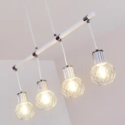 Luminaires Scandinaves-hofstein Suspension Barakaldo Chrome, Blanc, 4 lumières